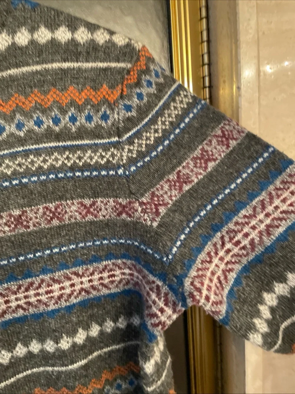 Urban Pipeline Men's Grey Fair Isle Crewneck Sweater - Multicolor Pattern Sz S